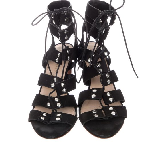 Size 6.5 - Loeffler Randall Black Suede Gladiator Sandals. - Picture 2 of 4